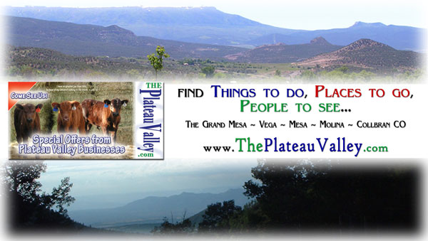 Things to do, places to go, people to see in The Plateau Valley Heritage Area in Western Colorado - includes Molina, Mesa, and Collbran CO