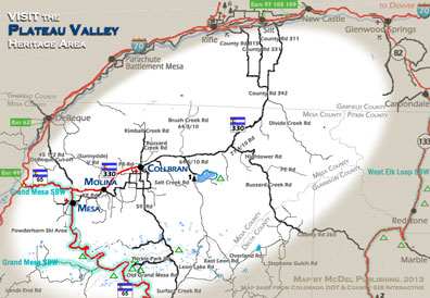 map of The Plateau Valley Heritage Area